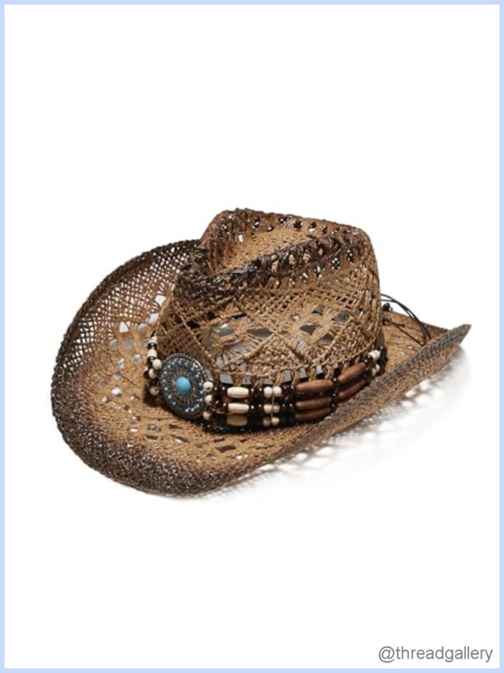 Wide Brim Straw Cowboy Hat Unisex Raffia Sun Hat Decorative Bands